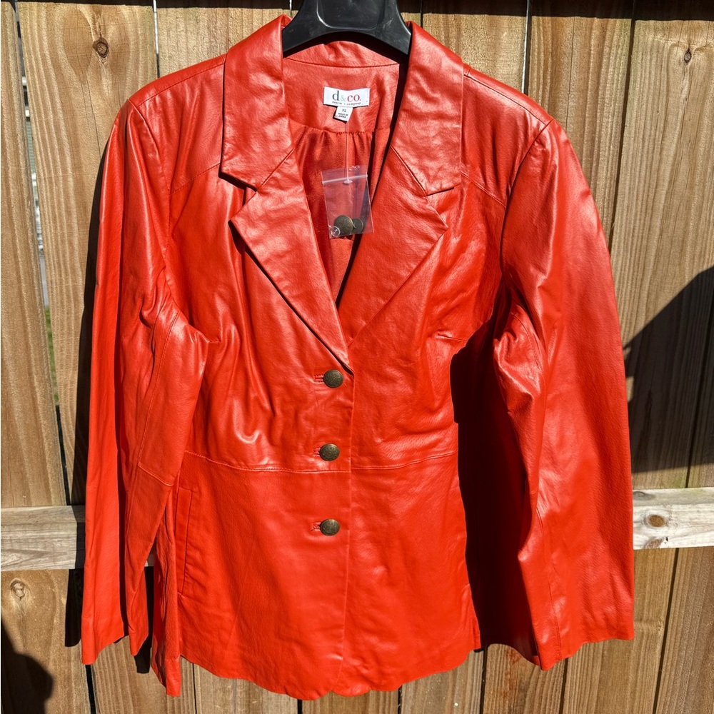 Denim&Co Bold Burnt Orange Leather Jacket